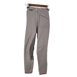 Euro-Star Gray Red Plaid Full Seat Suede Breeches Horse Riding Equestrian Pants